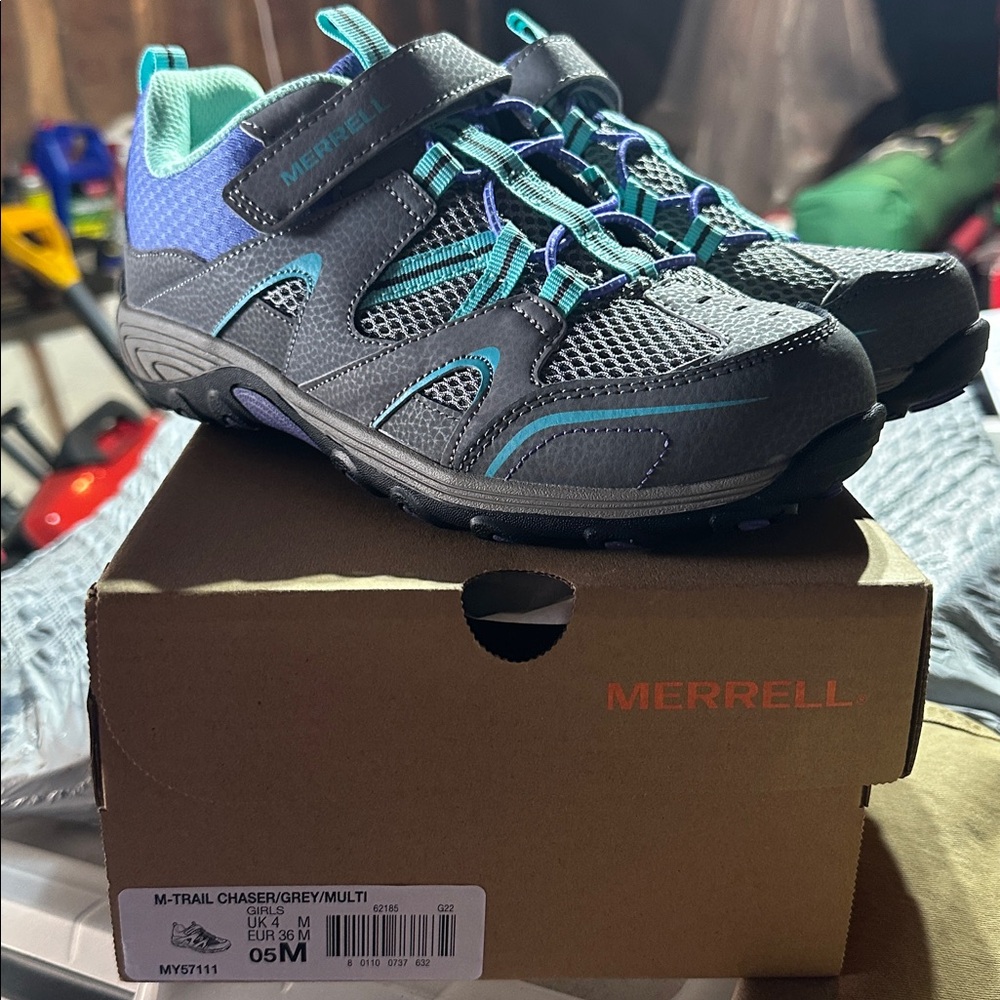 Merrell Gray and Aqua Hiking Shoes